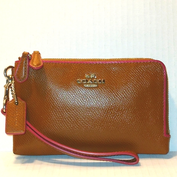 EUC☆COACH☆Edgepaint Crossgrain Leather Large Double Zip Clutch Wristlet~Rare - Picture 3 of 16
